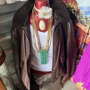 Lamb skin leather flight jacket